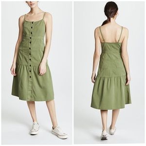 Madewell Green Bayview Tiered Button Up Midi Dress